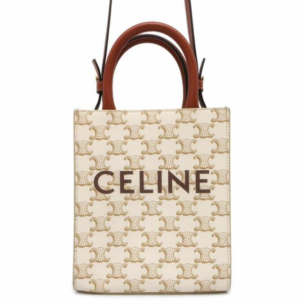 セリーヌ ハンドバッグ トリオンフ ミニ バーティカル カバ ロゴ PVC 194372 CELINE 2wayショルダーバッグ 白