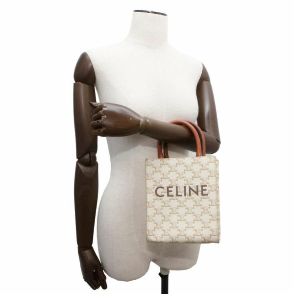 セリーヌ ハンドバッグ トリオンフ ミニ バーティカル カバ ロゴ PVC 194372 CELINE 2wayショルダーバッグ 白