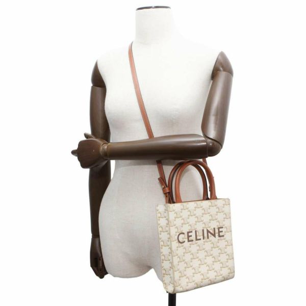 セリーヌ ハンドバッグ トリオンフ ミニ バーティカル カバ ロゴ PVC 194372 CELINE 2wayショルダーバッグ 白