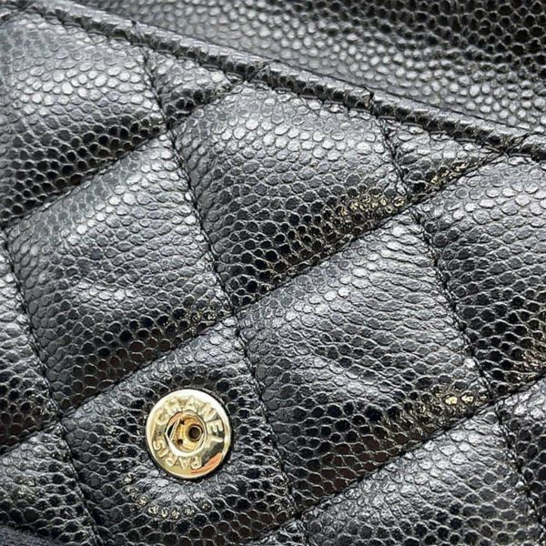 シャネル 三つ折り財布 マトラッセ ココマーク クラシック スモール フラップ キャビアスキン AP0230 CHANEL 財布 黒