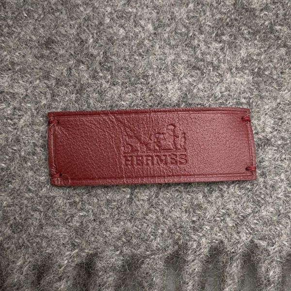 エルメス マフラー タータンポケット・キュイール・アップリケ カシミヤ HERMES ストール