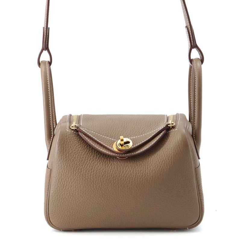 エルメス リンディ ミニ エトゥープ/ゴールド金具 トリヨンクレマンス W刻印 2wayショルダー