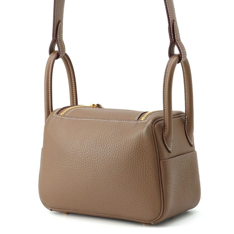 エルメス リンディ ミニ エトゥープ/ゴールド金具 トリヨンクレマンス W刻印 2wayショルダー