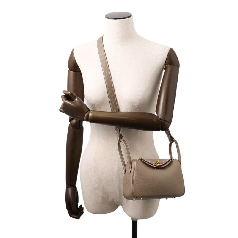 エルメス リンディ ミニ エトゥープ/ゴールド金具 トリヨンクレマンス W刻印 2wayショルダー