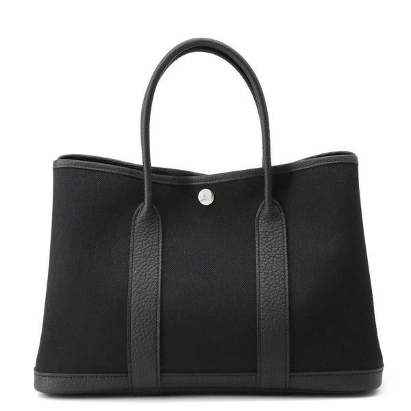 エルメス トートバッグ ガーデンパーティTPM ブラック/シルバー金具 トワルアッシュ/ネゴンダ B刻印 黒