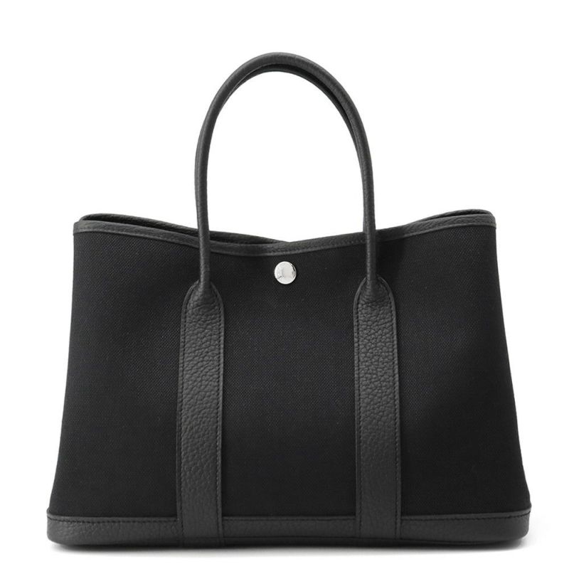 エルメス トートバッグ ガーデンパーティTPM ブラック/シルバー金具 トワルアッシュ/ネゴンダ B刻印 黒