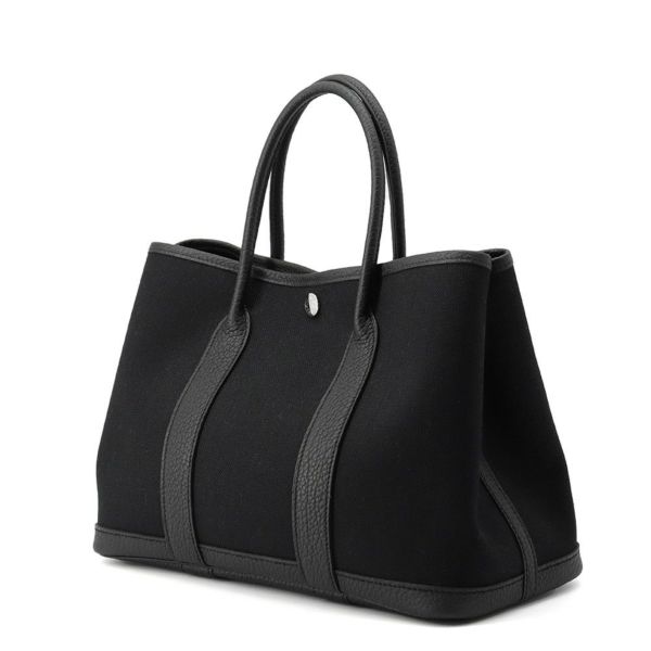 エルメス トートバッグ ガーデンパーティTPM ブラック/シルバー金具 トワルアッシュ/ネゴンダ B刻印 黒