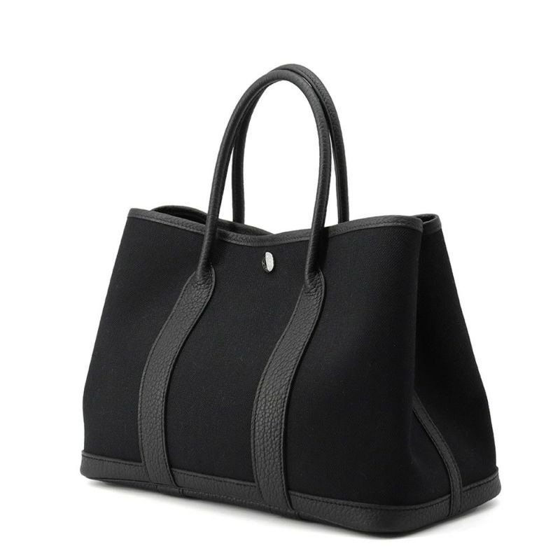 エルメス トートバッグ ガーデンパーティTPM ブラック/シルバー金具 トワルアッシュ/ネゴンダ B刻印 黒