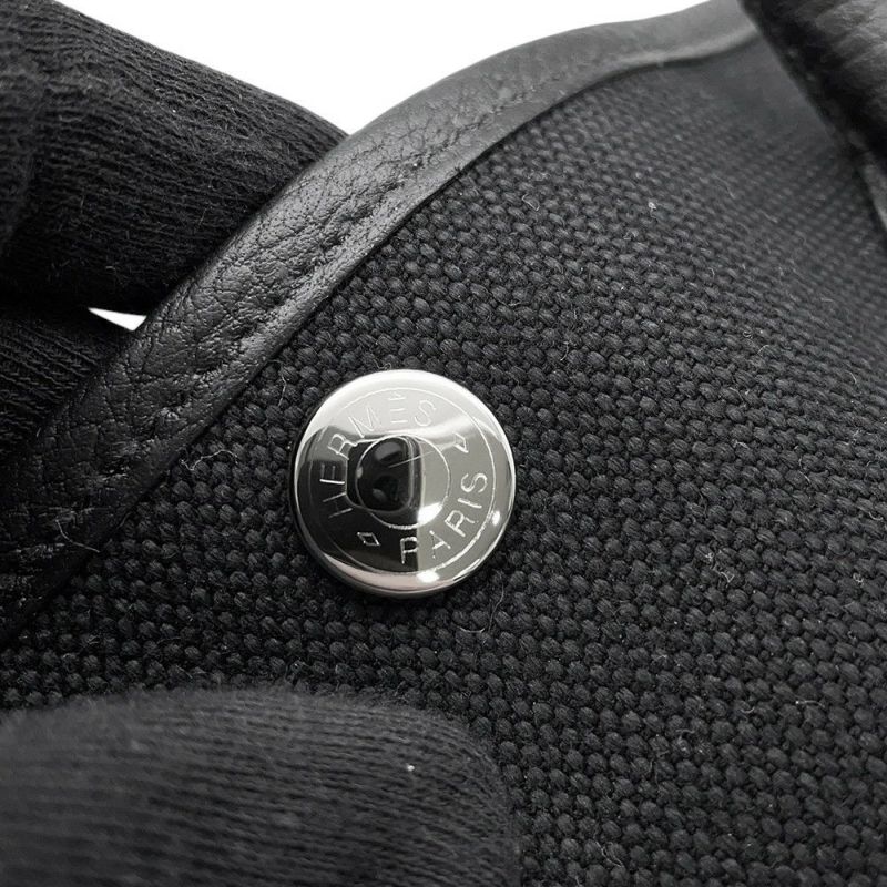 エルメス トートバッグ ガーデンパーティTPM ブラック/シルバー金具 トワルアッシュ/ネゴンダ B刻印 黒