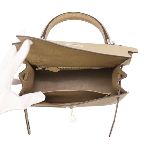 エルメス ハンドバッグ ケリー25 外縫い プシエール/エレクトラム金具 エプソン K刻印 2wayショルダー