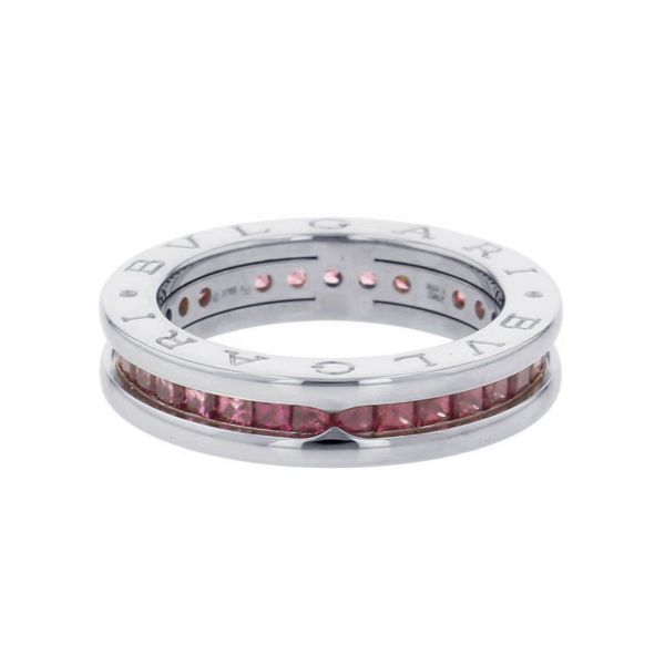 ブルガリ リング ビーゼロワン B-zero1 1バンド ガーネット K18WGホワイトゴールド リングサイズ53 指輪 ジュエリー