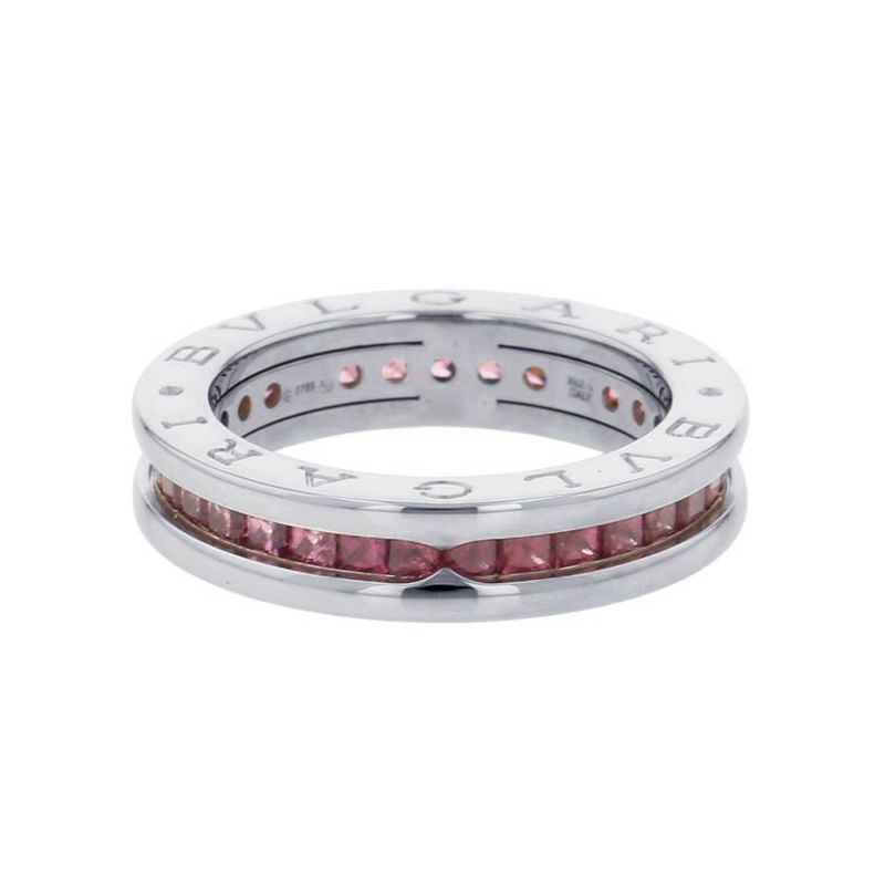 ブルガリ リング ビーゼロワン B-zero1 1バンド ガーネット K18WGホワイトゴールド リングサイズ53 指輪 ジュエリー
