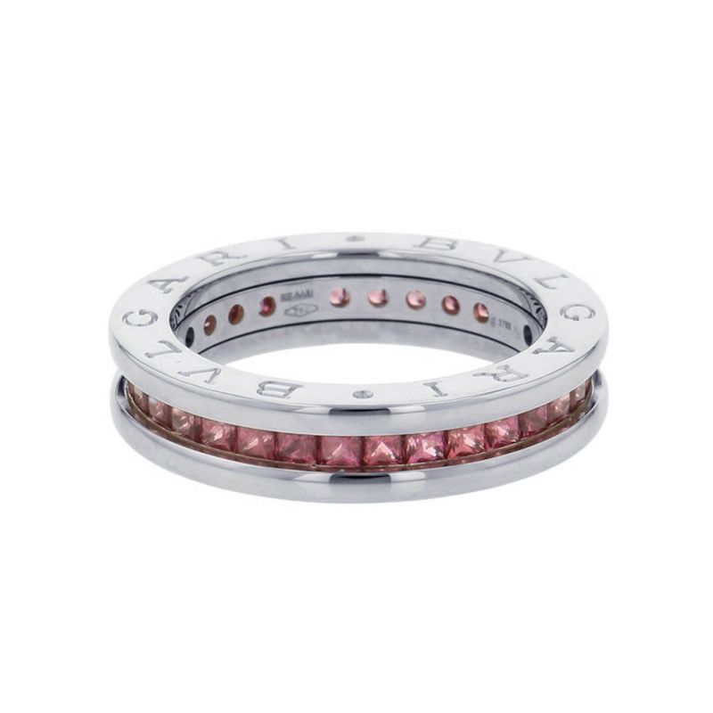 ブルガリ リング ビーゼロワン B-zero1 1バンド ガーネット K18WGホワイトゴールド リングサイズ53 指輪 ジュエリー