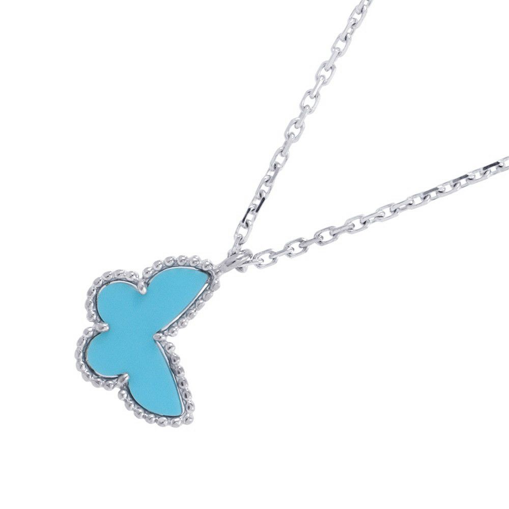 ヴァンクリーフ&アーペル ネックレス スウィート パピヨン ペンダント ターコイズ K18WGホワイトゴールド VCARF80500
