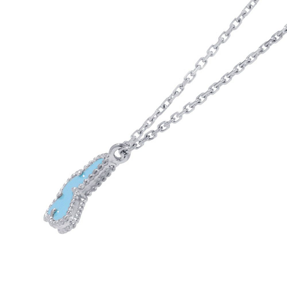 ヴァンクリーフ&アーペル ネックレス スウィート パピヨン ペンダント ターコイズ K18WGホワイトゴールド VCARF80500