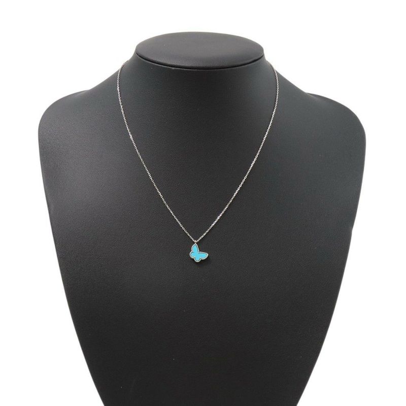 ヴァンクリーフ&アーペル ネックレス スウィート パピヨン ペンダント ターコイズ K18WGホワイトゴールド VCARF80500