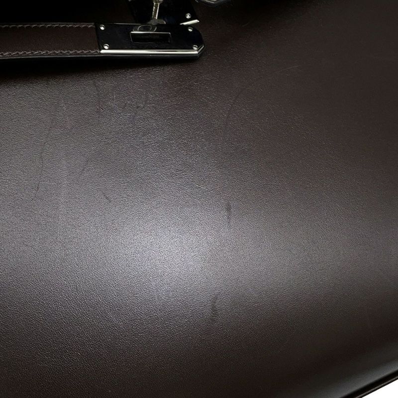 エルメス ハンドバッグ ケリー32 外縫い ショコラ/シルバー金具 ボックスカーフ □K刻印 2wayショルダー