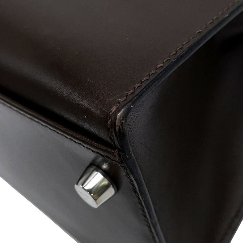 エルメス ハンドバッグ ケリー32 外縫い ショコラ/シルバー金具 ボックスカーフ □K刻印 2wayショルダー