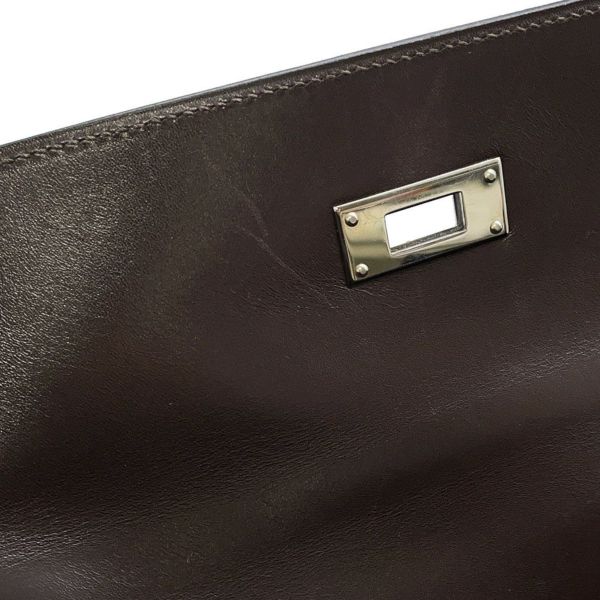 エルメス ハンドバッグ ケリー32 外縫い ショコラ/シルバー金具 ボックスカーフ □K刻印 2wayショルダー