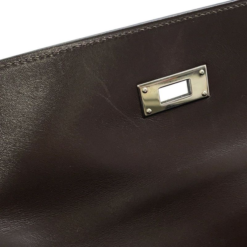 エルメス ハンドバッグ ケリー32 外縫い ショコラ/シルバー金具 ボックスカーフ □K刻印 2wayショルダー