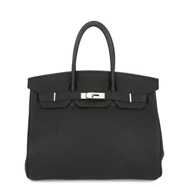 エルメス バーキン35 ブラック/シルバー金具 トゴ □H刻印 HERMES Birkin ハンドバッグ 黒