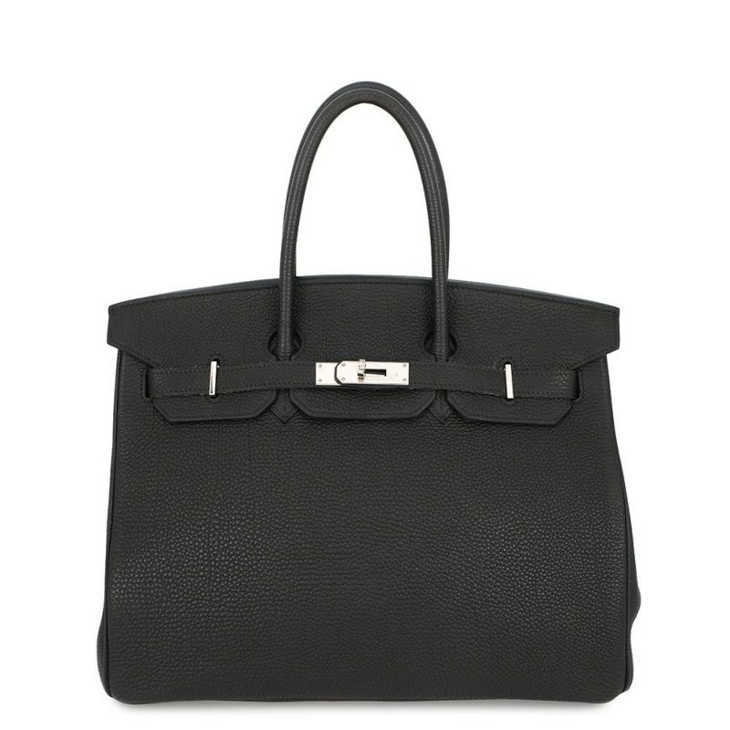 エルメス バーキン35 ブラック/シルバー金具 トゴ □H刻印 HERMES Birkin ハンドバッグ 黒
