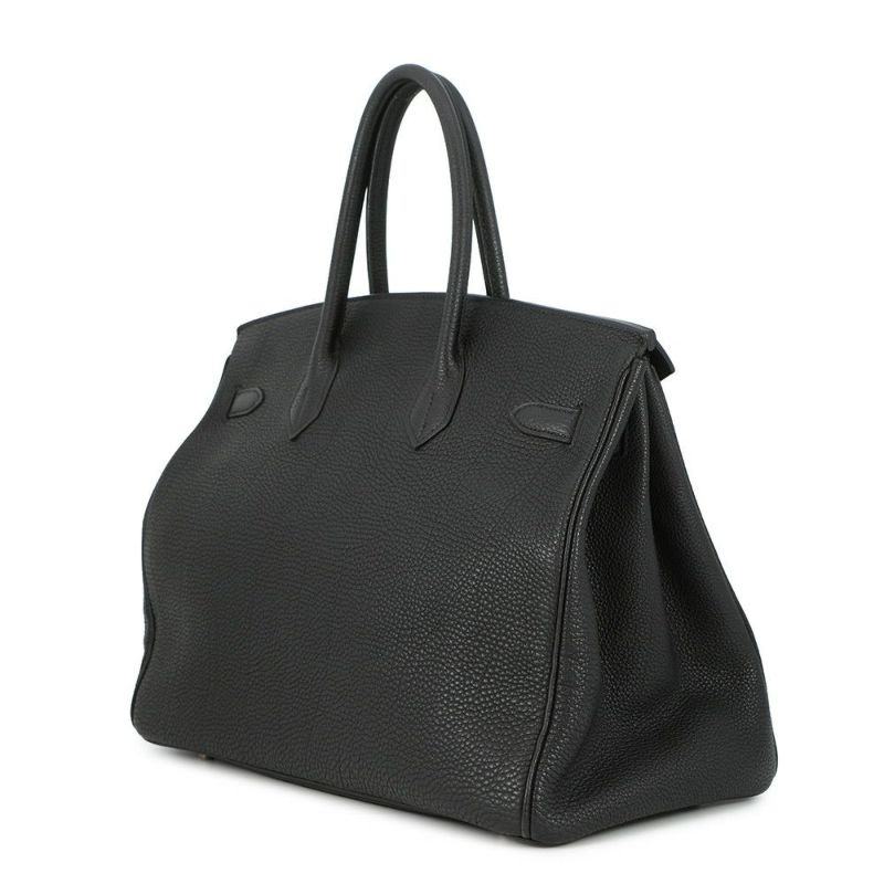 エルメス バーキン35 ブラック/シルバー金具 トゴ □H刻印 HERMES Birkin ハンドバッグ 黒