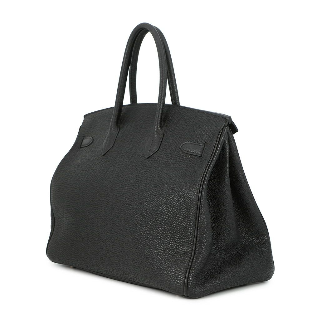 エルメス バーキン35 ブラック/シルバー金具 トゴ □H刻印 HERMES Birkin ハンドバッグ 黒