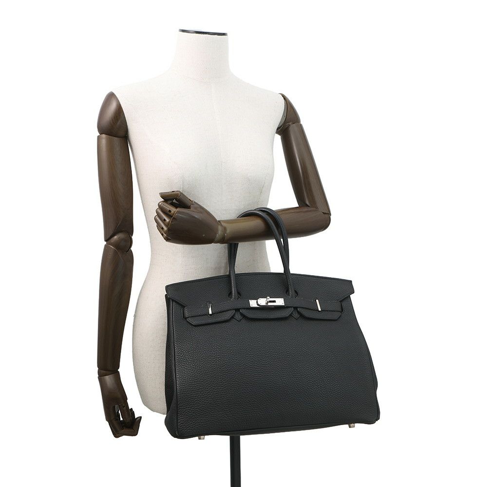 エルメス バーキン35 ブラック/シルバー金具 トゴ □H刻印 HERMES Birkin ハンドバッグ 黒