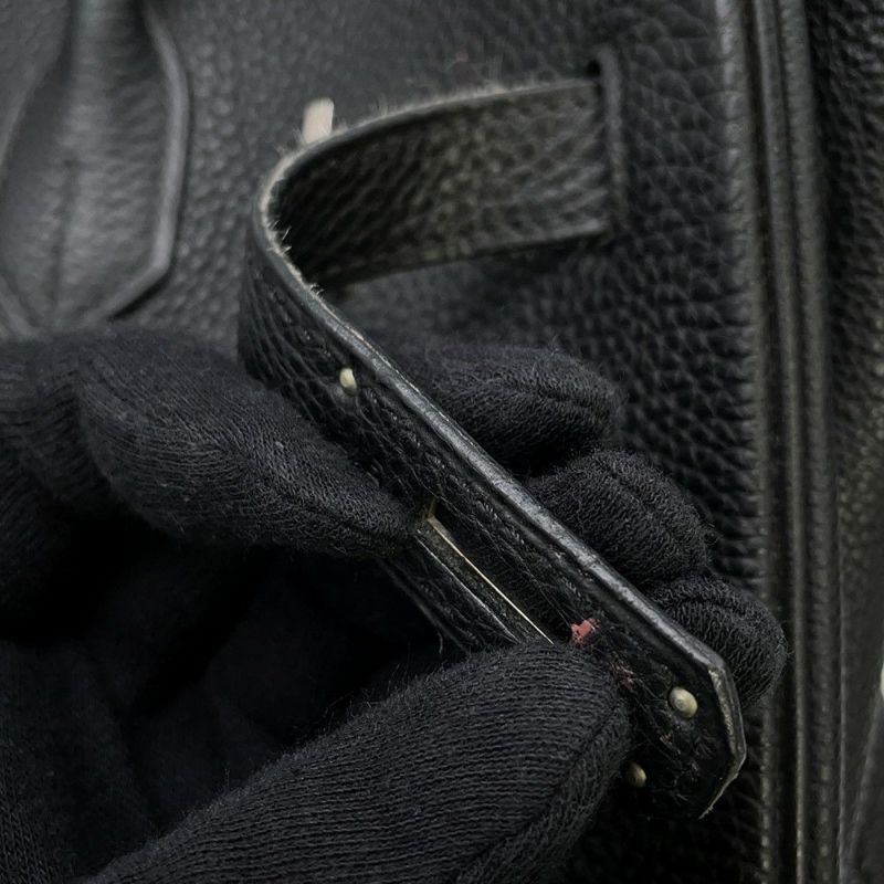 エルメス バーキン35 ブラック/シルバー金具 トゴ □H刻印 HERMES Birkin ハンドバッグ 黒