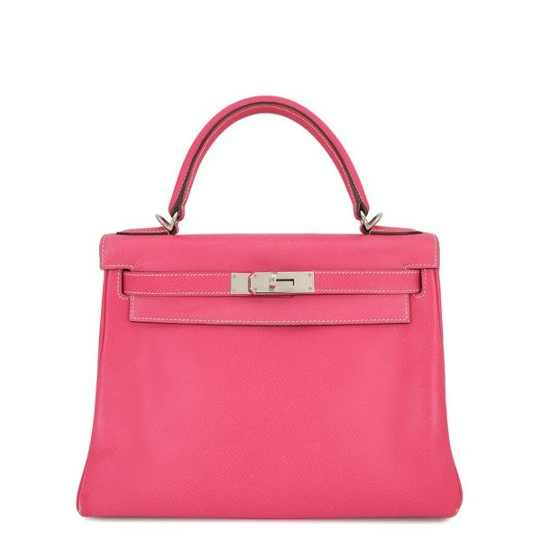 エルメス キャンディ ケリー28 内縫い ローズティリアン/ルビー/シルバー金具 エプソン □P刻印 2wayショルダー