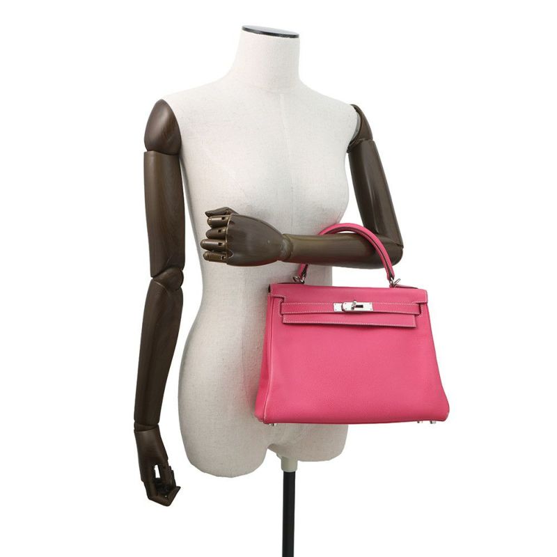 エルメス キャンディ ケリー28 内縫い ローズティリアン/ルビー/シルバー金具 エプソン □P刻印 2wayショルダー