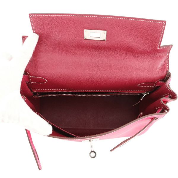 エルメス キャンディ ケリー28 内縫い ローズティリアン/ルビー/シルバー金具 エプソン □P刻印 2wayショルダー
