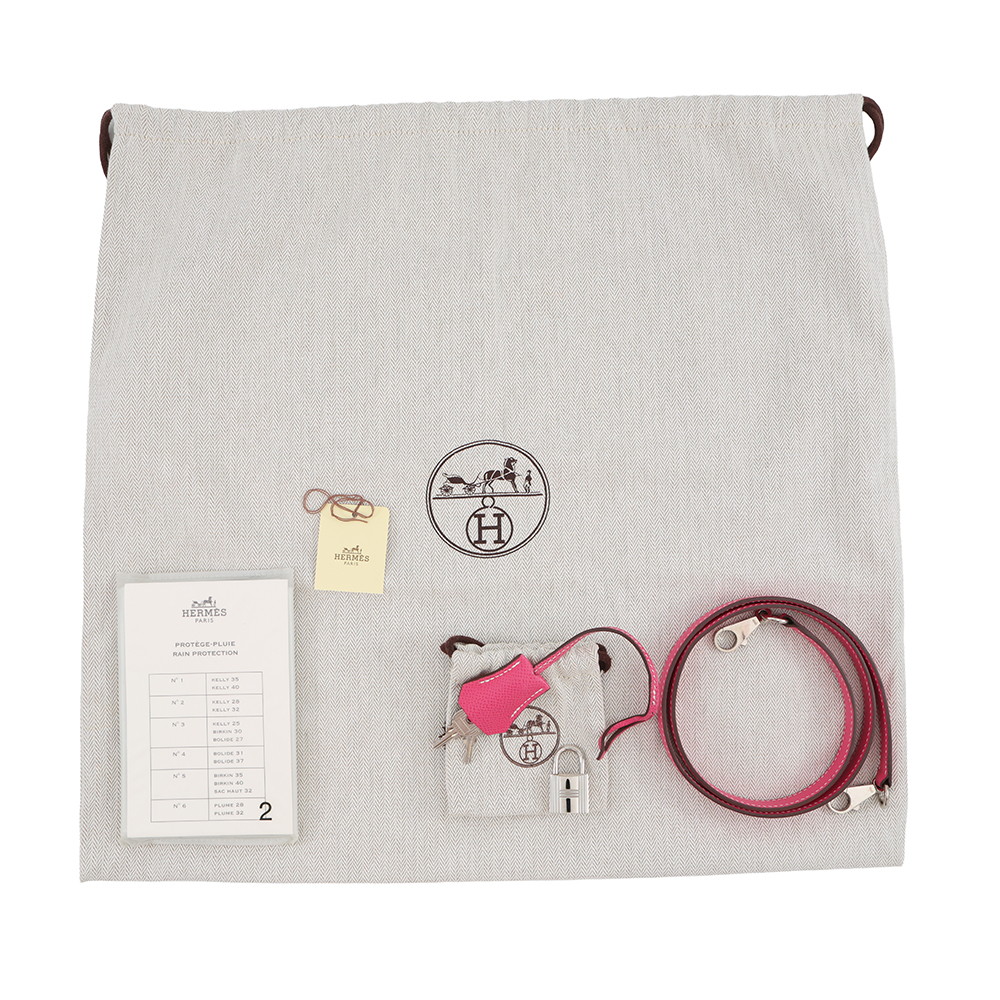 エルメス キャンディ ケリー28 内縫い ローズティリアン/ルビー/シルバー金具 エプソン □P刻印 2wayショルダー