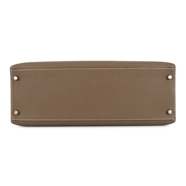 エルメス ハンドバッグ ケリー35 外縫い ヴェルソ エトゥープ/ルビー/シルバー金具 エプソン □R刻印 2wayショルダー SPO