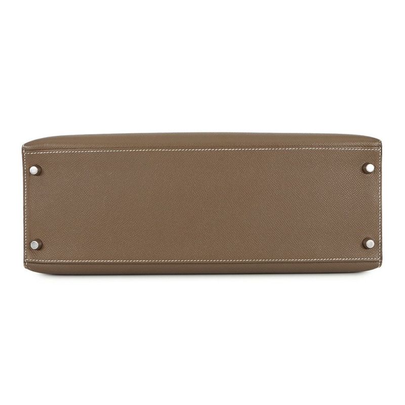 エルメス ハンドバッグ ケリー35 外縫い ヴェルソ エトゥープ/ルビー/シルバー金具 エプソン □R刻印 2wayショルダー SPO