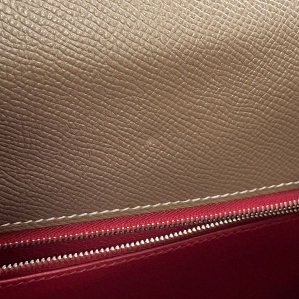 エルメス ハンドバッグ ケリー35 外縫い ヴェルソ エトゥープ/ルビー/シルバー金具 エプソン □R刻印 2wayショルダー SPO