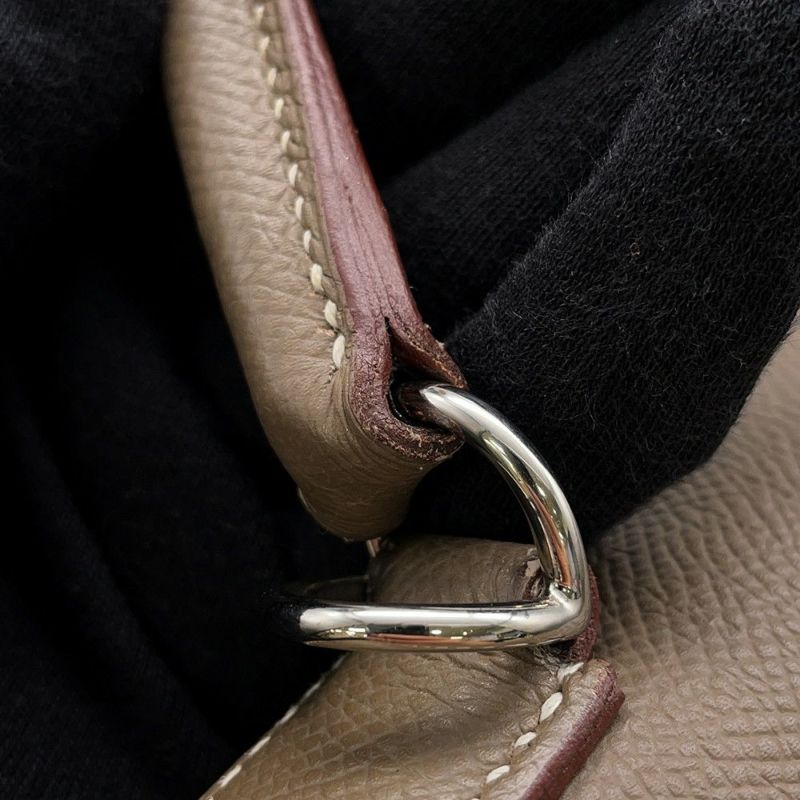 エルメス ハンドバッグ ケリー35 外縫い ヴェルソ エトゥープ/ルビー/シルバー金具 エプソン □R刻印 2wayショルダー SPO