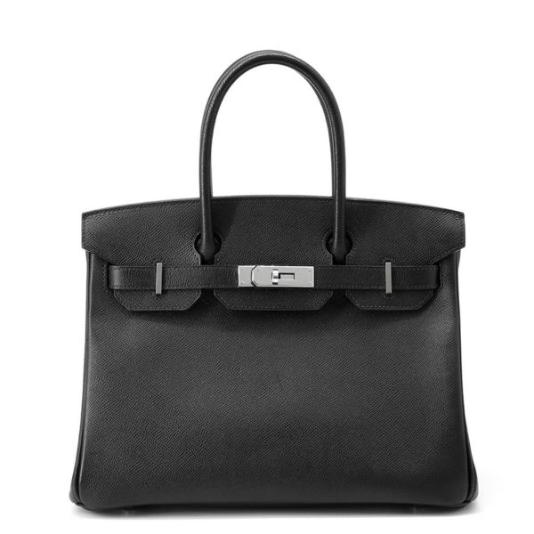 エルメス バーキン30 ブラック/シルバー金具 エプソン T刻印 HERMES Birkin ハンドバッグ 黒