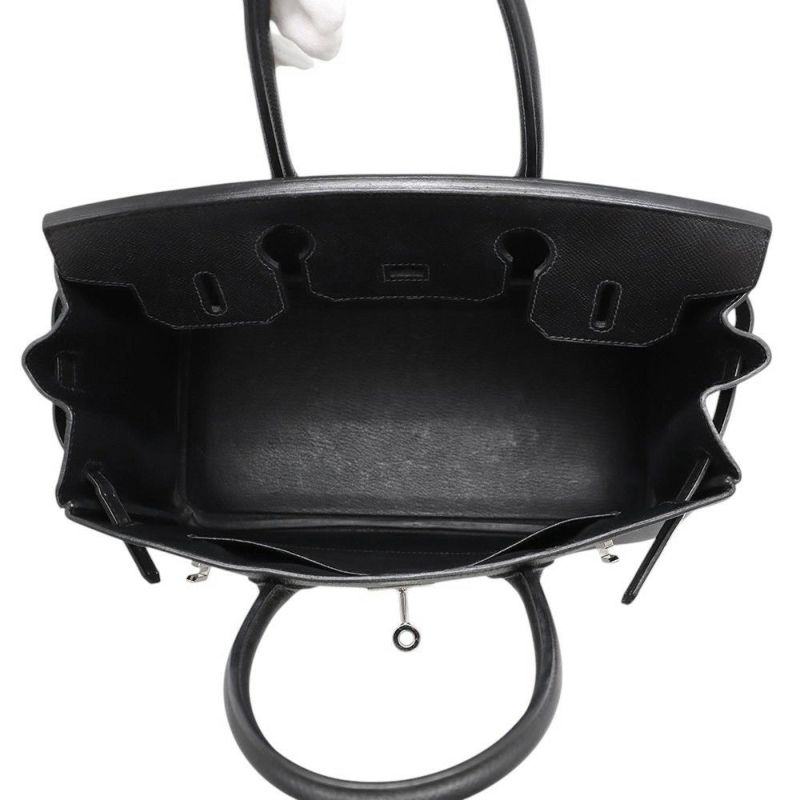 エルメス バーキン30 ブラック/シルバー金具 エプソン T刻印 HERMES Birkin ハンドバッグ 黒
