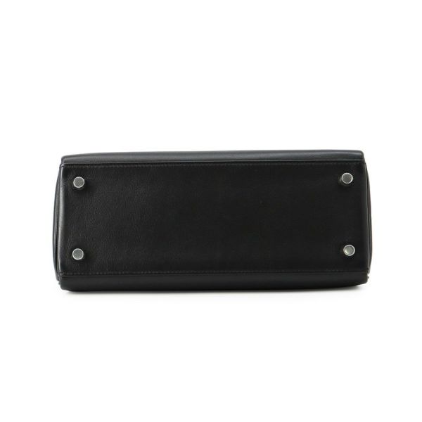 エルメス ハンドバッグ ケリー25 内縫い ブラック/シルバー金具 ヴォーシェリ K刻印 2wayショルダー 黒