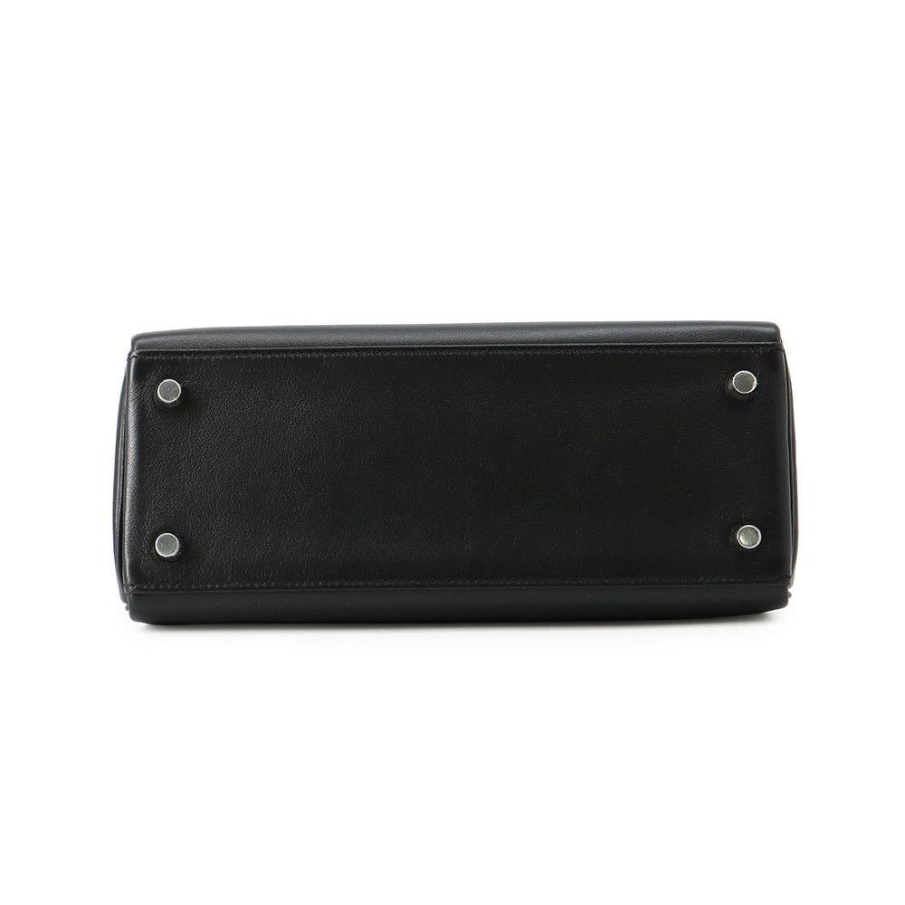 エルメス ハンドバッグ ケリー25 内縫い ブラック/シルバー金具 ヴォーシェリ K刻印 2wayショルダー 黒