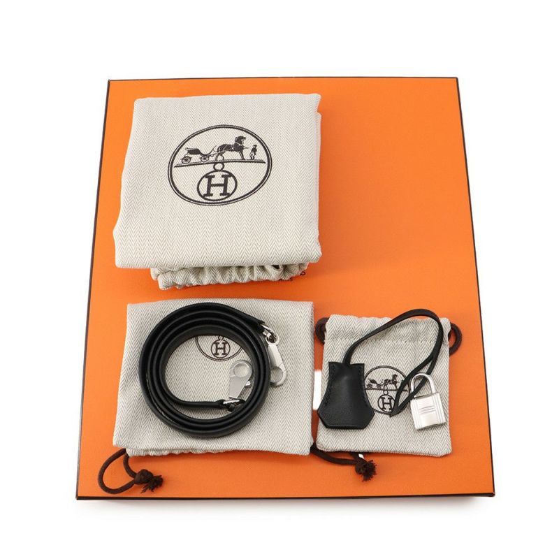 エルメス ハンドバッグ ケリー25 内縫い ブラック/シルバー金具 ヴォーシェリ K刻印 2wayショルダー 黒