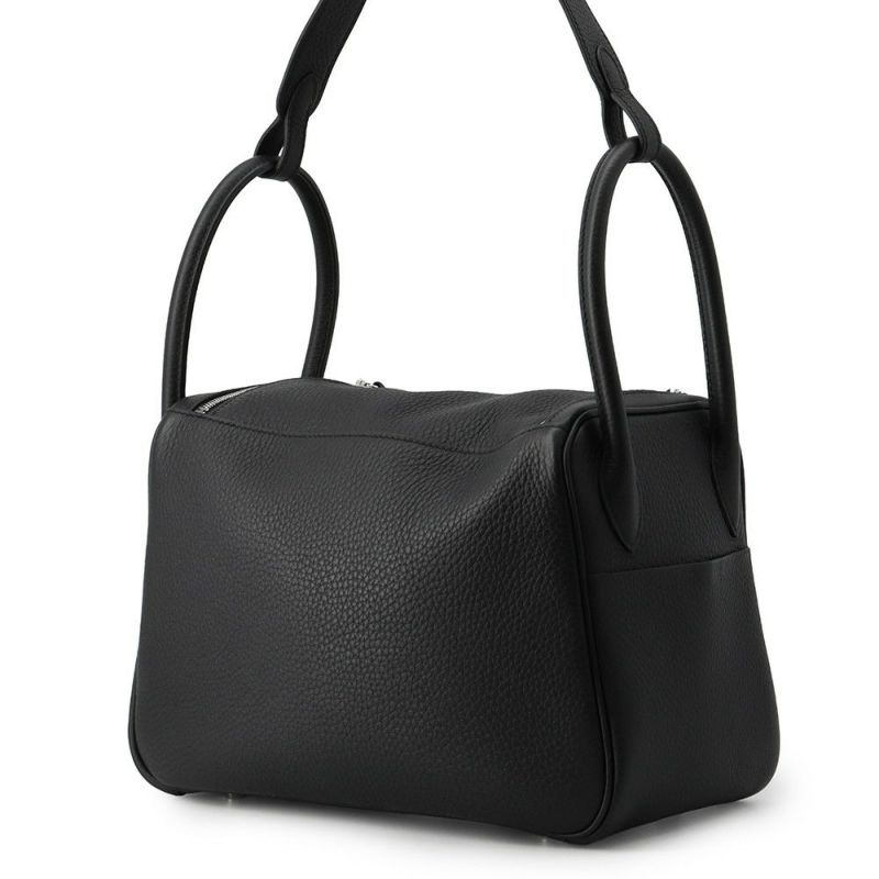 エルメス ハンドバッグ リンディ26 ブラック/シルバー金具 トリヨンクレマンス K刻印 2wayショルダー 黒