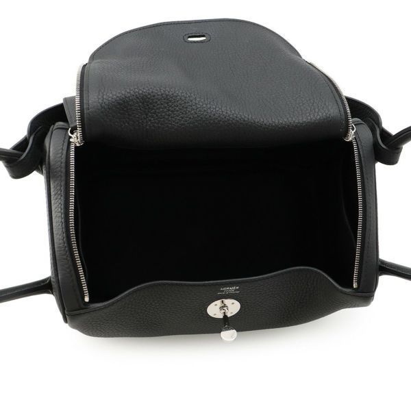 エルメス ハンドバッグ リンディ26 ブラック/シルバー金具 トリヨンクレマンス K刻印 2wayショルダー 黒