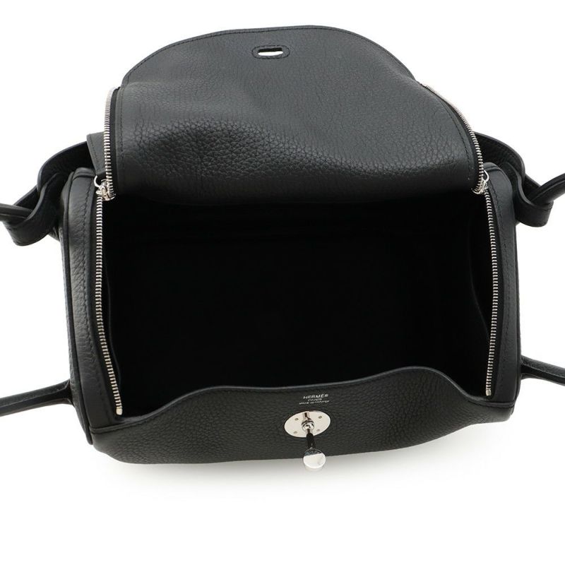 エルメス ハンドバッグ リンディ26 ブラック/シルバー金具 トリヨンクレマンス K刻印 2wayショルダー 黒