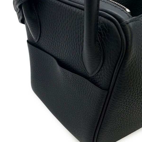 エルメス ハンドバッグ リンディ26 ブラック/シルバー金具 トリヨンクレマンス K刻印 2wayショルダー 黒