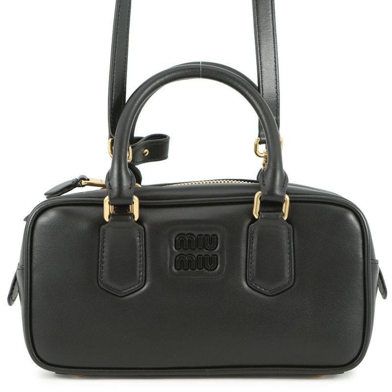 ミュウミュウ ハンドバッグ アルカディ レギュラー レザー 5BB142 Miu Miu 2way 黒