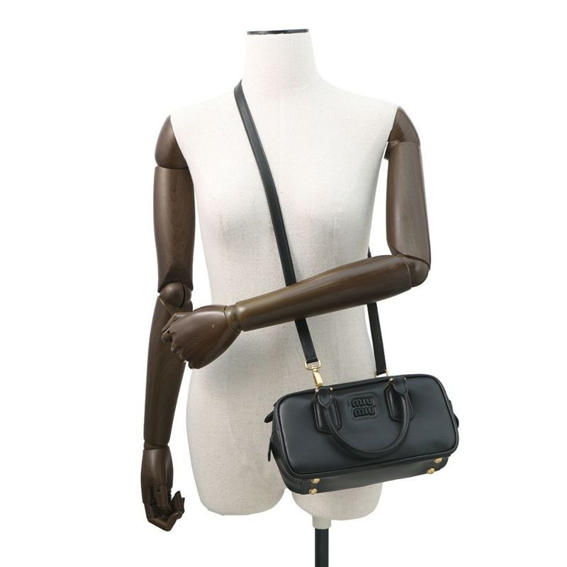 ミュウミュウ ハンドバッグ アルカディ レギュラー レザー 5BB142 Miu Miu 2way 黒