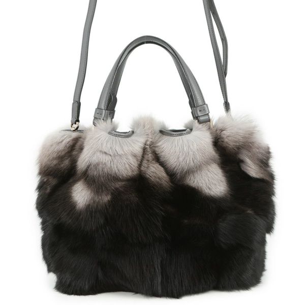 トッズ ハンドバッグ ミンクファー TOD'S 2wayショルダー 黒